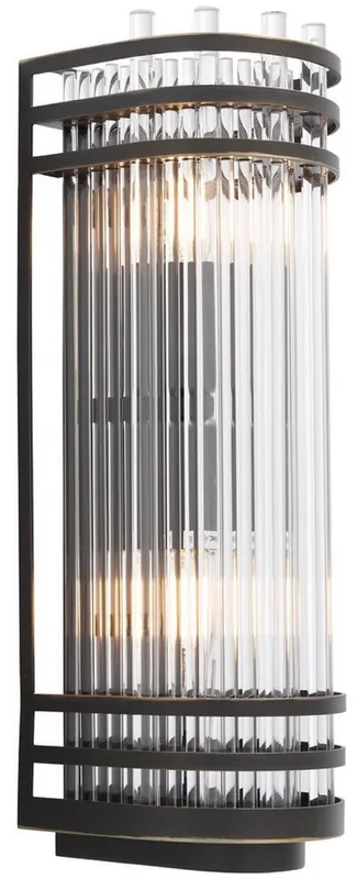 Casa Padrino Luxus Wandleuchte Bronzefarben 12 x 12,5 x H. 38 cm - Elegante Metall Wandlampe mit Glas Lampenschirm - Luxus Kollektion Wochenendangebot