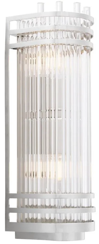 Casa Padrino Luxus Wandleuchte Silber 12 x 12,5 x H. 38 cm - Elegante Metall Wandlampe mit Glas Lampenschirm - Luxus Kollektion Ausverkauf