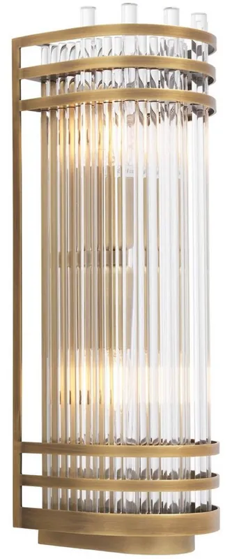 Preiswert Casa Padrino Luxus Wandleuchte Antik Messingfarben 12 x 12,5 x H. 38 cm - Elegante Metall Wandlampe mit Glas Lampenschirm - Luxus Kollektion
