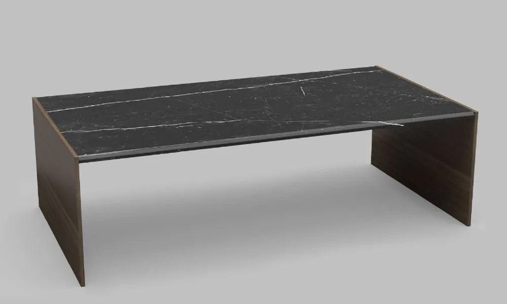Letzte Chance Casa Padrino Luxus Couchtisch Braun / Schwarz 132 x 72 x H. 40 cm - Moderner rechteckiger Massivholz Wohnzimmertisch mit Marmorplatte - Luxus Möbel