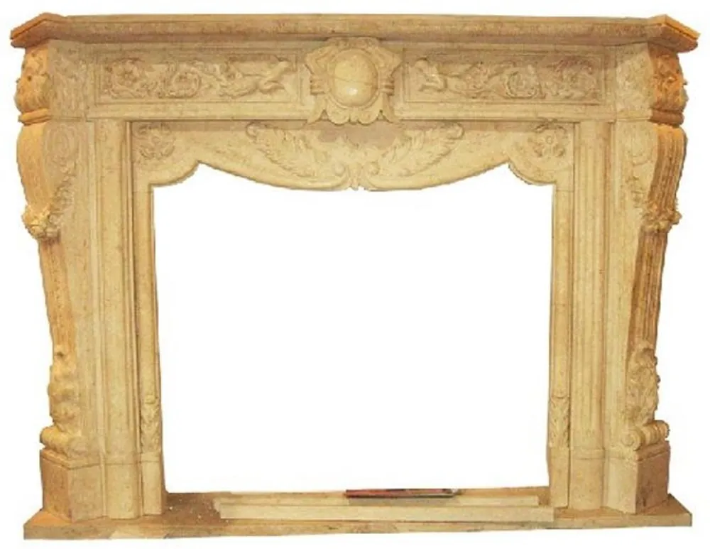 Casa Padrino Luxus Barock Kaminumrandung Beige 180 x 35 x H. 130 cm - Handgefertigte Kaminumrandung aus hochwertigem Marmor - Prunkvolle Barock Möbel Saisonangebot