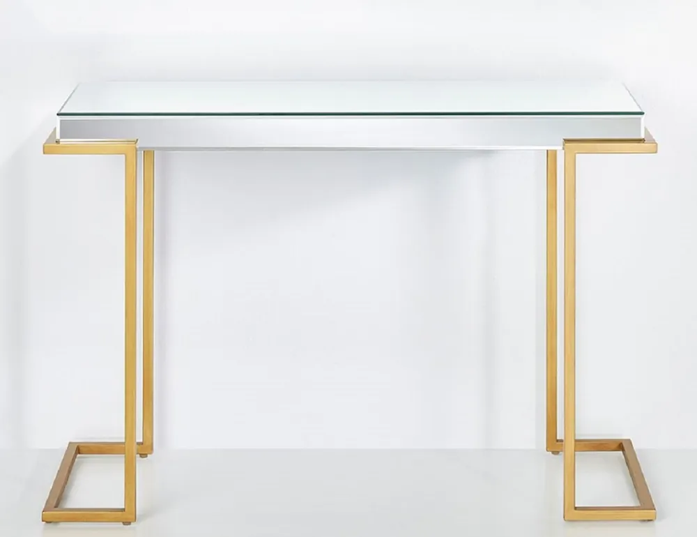 Markenprodukt Casa Padrino Luxus Konsole Bronzefarben 116 x 39 x H. 79 cm - Verspiegelter Konsolentisch mit Metallbeinen - Luxus Möbel