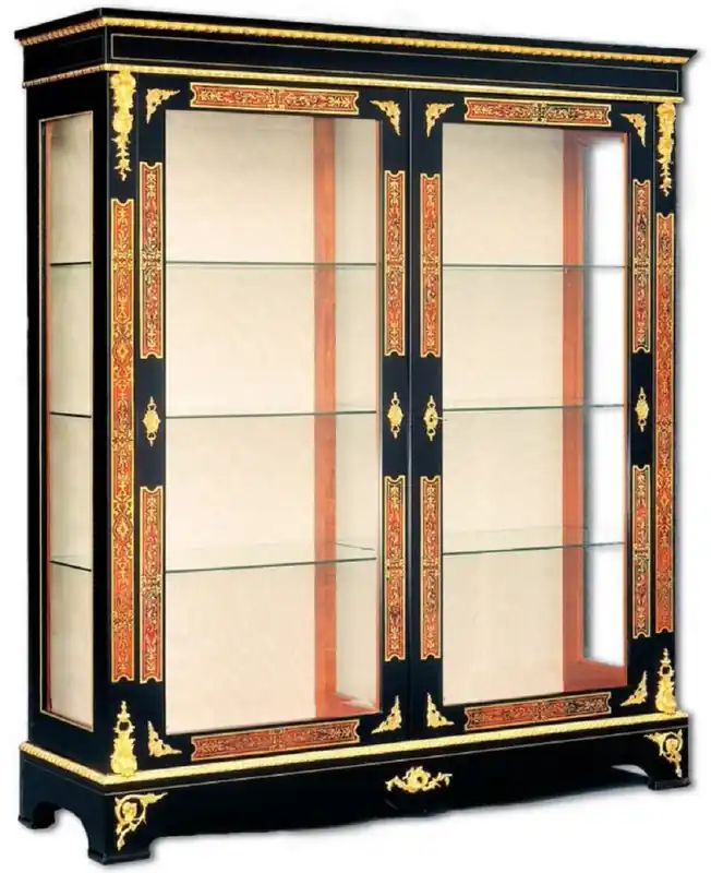Nur Für Kurze Zeit Casa Padrino Luxus Barock Boulle Vitrine Schwarz / Rot / Gold 152 x 45 x H. 172 cm - Handgefertigter Massivholz Vitrinenschrank mit 2 Türen - Edle Barock Möbel