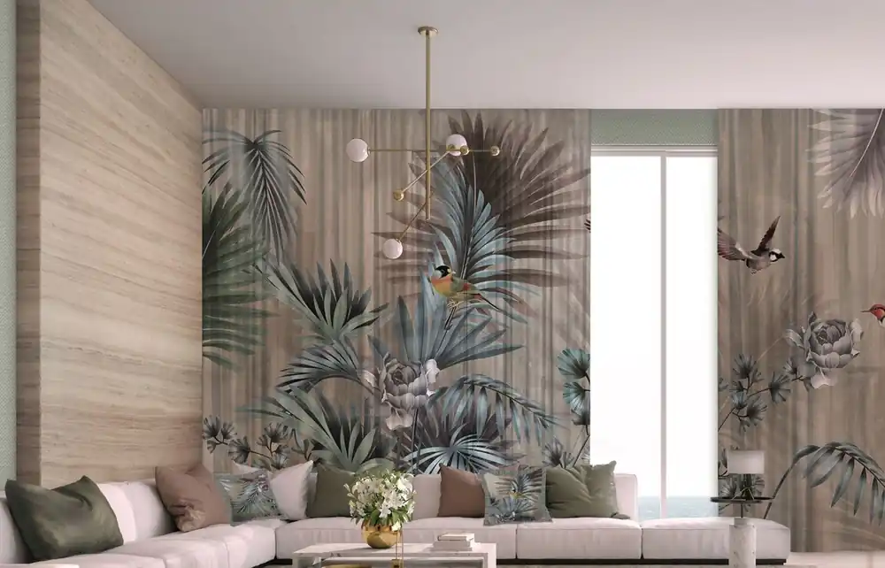 Kracherpreis Casa Padrino Luxus Vorhang Set Pflanzen & Vögel Mehrfarbig 250 x H. 290 cm - Bedruckte Leinen & Samt Vorhänge - Ösenvorhänge - Schiebevorhänge - Luxus Kollektion