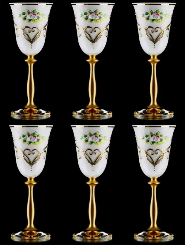 Knallerangebot Casa Padrino Luxus Barock Likörglas 6er Set Weiß / Mehrfarbig / Gold Ø 5,5 x H. 17 cm - Handgefertigte und handbemalte Likörgläser - Hotel & Restaurant Accessoires - Luxus Qualität