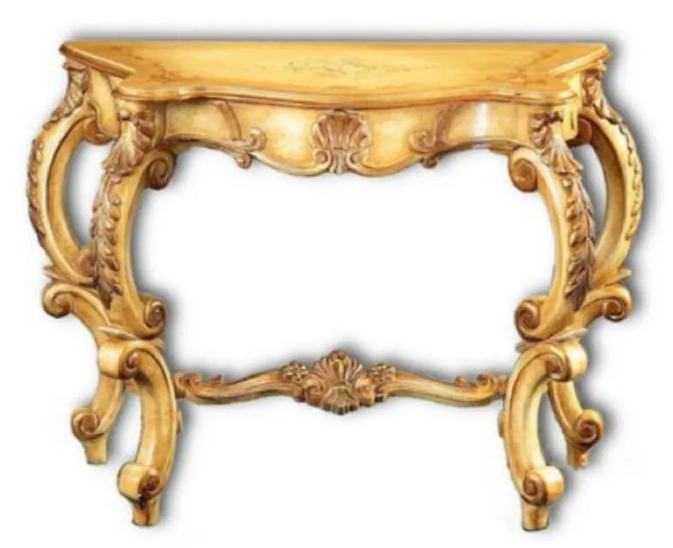 Casa Padrino Luxus Barock Konsole Naturfarben / Braun 103 x 47 x H. 78 cm - Handgefertigter Konsolentisch mit wunderschönen Verzierungen - Barock Möbel - Edel & Prunkvoll Schneller Versand