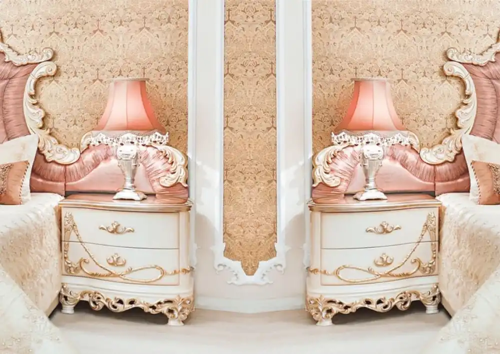Casa Padrino Luxus Barock Nachtkommoden Set Weiß / Creme / Kupferfarben 70 x 55 x H. 68 cm - Prunkvolle Massivholz Nachttische - Barock Schlafzimmer Möbel Günstig