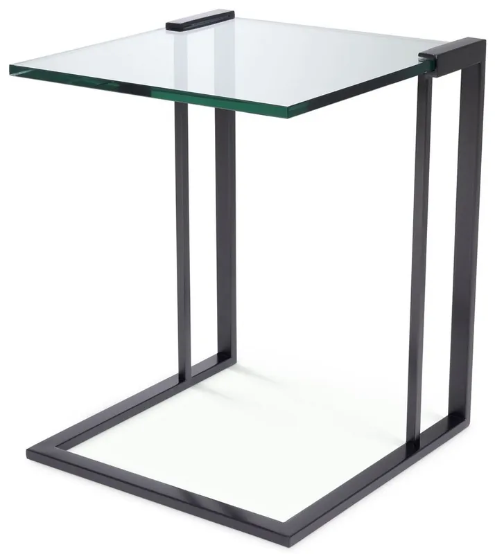 Casa Padrino Luxus Beistelltisch Bronzefarben 45 x 45,5 x H. 56,5 cm - Edelstahl Tisch mit Glasplatte - Luxus Wohnzimmer Möbel Echt