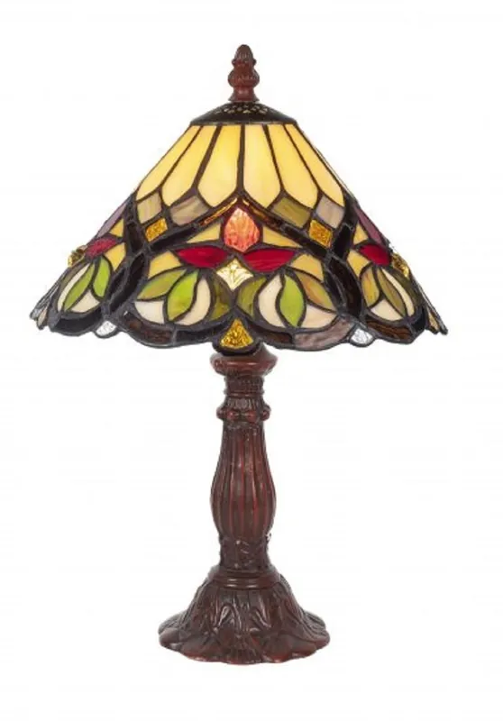 Top-Angebot Casa Padrino Luxus Tiffany Tischleuchte Mehrfarbig / Braun Ø 25 x H. 34 cm - Dekorative Tiffany Hockerleuchte mit handgefertigtem Glas Lampenschirm