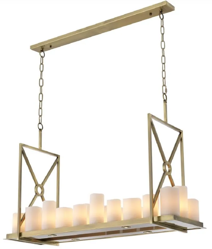 Casa Padrino Luxus LED Kronleuchter Messingfarben / Weiß 120 x 39 x H. 79 cm - Moderner Kronleuchter mit Fernbedienung - Luxus Qualität Schneller Versand