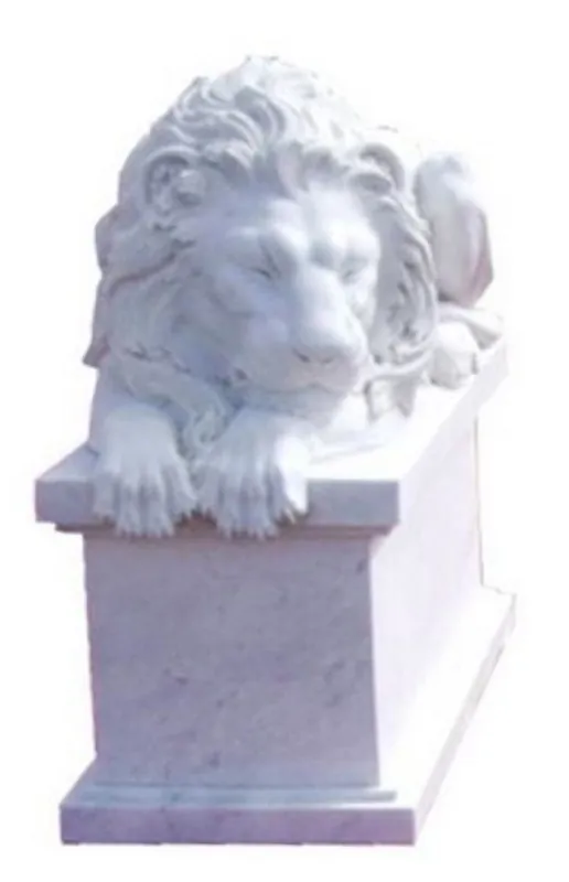 Beliebt Casa Padrino Luxus Jugendstil Marmor Skulptur Löwe schaut nach links Weiß 150 cm - Wetterbeständige Garten & Terrassen Dekofigur mit Sockel - Prunkvolle Garten & Terrassen Deko