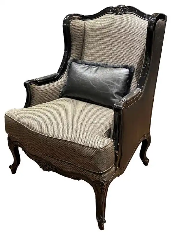 Casa Padrino Luxus Barock Ohrensessel Gold / Schwarz 78 x 80 x H. 108 cm - Edler Wohnzimmer Sessel im Barockstil - Barock Wohnzimmer Möbel Letzte Chance