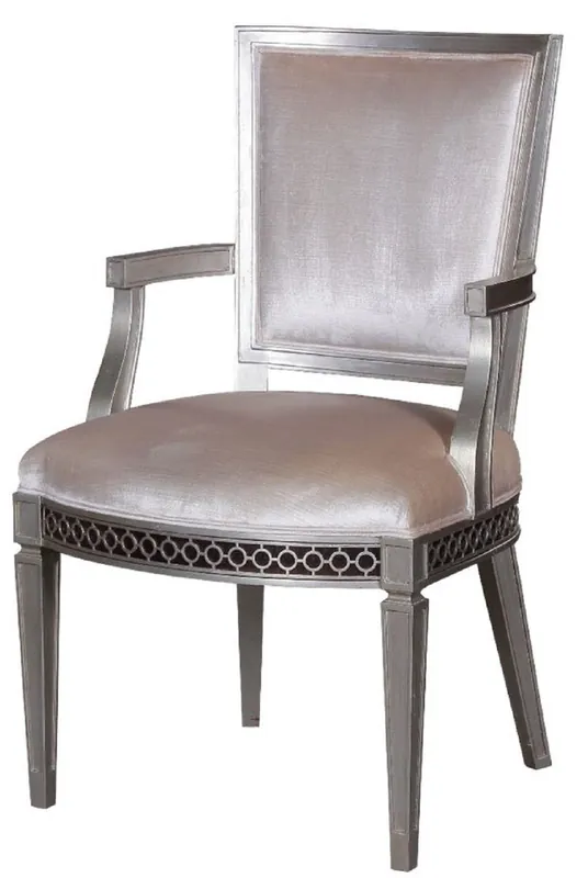 Heißes Angebot Casa Padrino Luxus Art Deco Esszimmerstuhl mit Armlehnen Rosa / Silber 60 x 66 x H. 102 cm - Luxus Hotel & Restaurant Möbel
