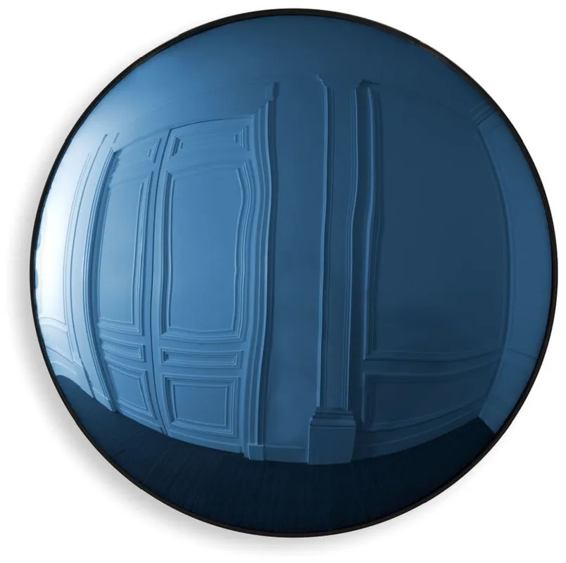 Casa Padrino Luxus Spiegel Blau / Schwarz Ø 91 cm - Runder konvexer Wandspiegel - Luxus Möbel Direkt Vom Hersteller
