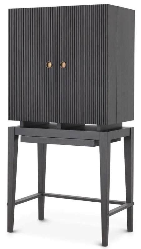 Direkt Vom Hersteller Casa Padrino Luxus Weinschrank Anthrazitgrau / Bronze 82,5 x 51 x H. 168 cm - Mahagoni Barschrank mit 2 Türen - Barmöbel - Luxus Qualität