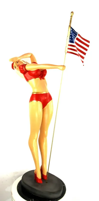 Casa Padrino Dekofigur Lady USA H. 110 cm - Wetterbeständige Deko Skulptur - Wohnzimmer Deko - Garten Deko - Terrassen Deko Markenware