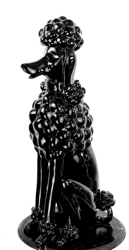 Highlight Casa Padrino Dekofigur Pudel Hund Schwarz H. 63 cm - Wetterbeständige Deko Skulptur - Wohnzimmer Deko - Garten Deko - Terrassen Deko