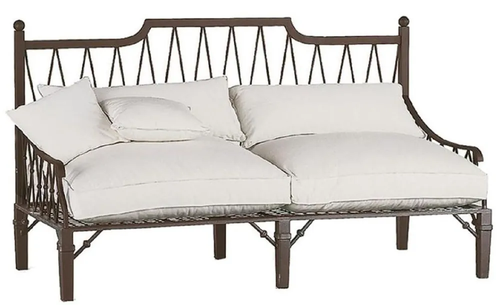 Beliebt Casa Padrino Luxus Jugendstil Sofa Braun / Cremefarben 190 x 90 x H. 115 cm - Handgeschmiedetes Schmiedeeisen Sofa mit Kissen - Wohnzimmer Sofa - Garten Sofa - Terrassen Sofa - Luxus Qualität