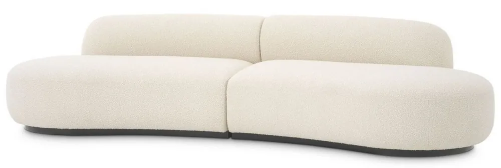 Casa Padrino Luxus Sofa Cremefarben / Schwarz 300 x 97 x H. 69 cm - Gebogenes Wohnzimmer Sofa - Wohnzimmer Möbel - Luxus Kollektion Wochenendangebot