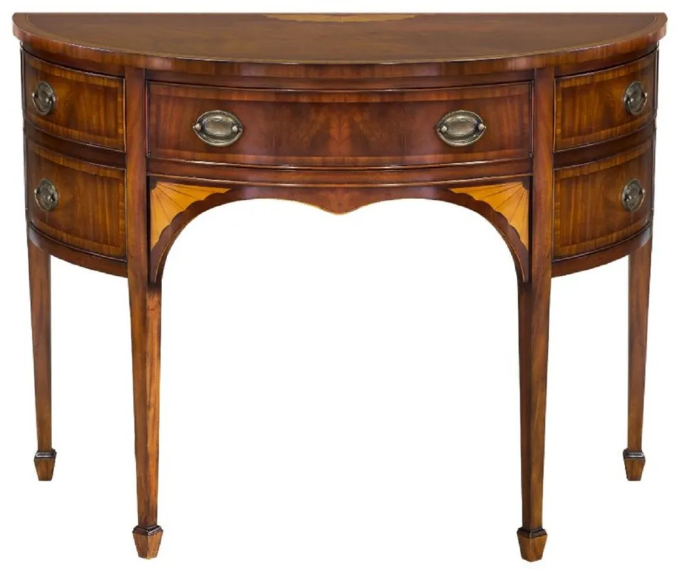 Casa Padrino Luxus Jugendstil Kommode Dunkelbraun / Hellbraun 115 x 59 x H. 86 cm - Halbrunde Mahagoni Kommode mit Schublade und 2 Türen - Jugendstil Möbel Ausverkauf