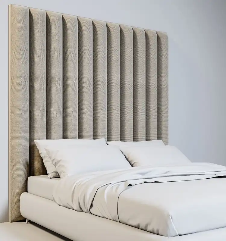 Aktuell Casa Padrino Luxus Samt Bett-Kopfteil Beige 190 x 14 x H. 240 cm - Schlafzimmer Möbel - Hotel Möbel - Luxus Kollektion