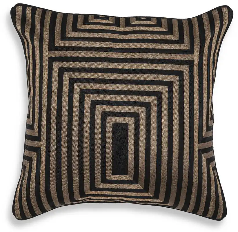 Casa Padrino Luxus Deko Kissen Schwarz / Gold 50 x 50 cm - Edles Zierkissen mit elegantem Muster - Luxus Qualität - Hotel Kollektion Finale Aktion