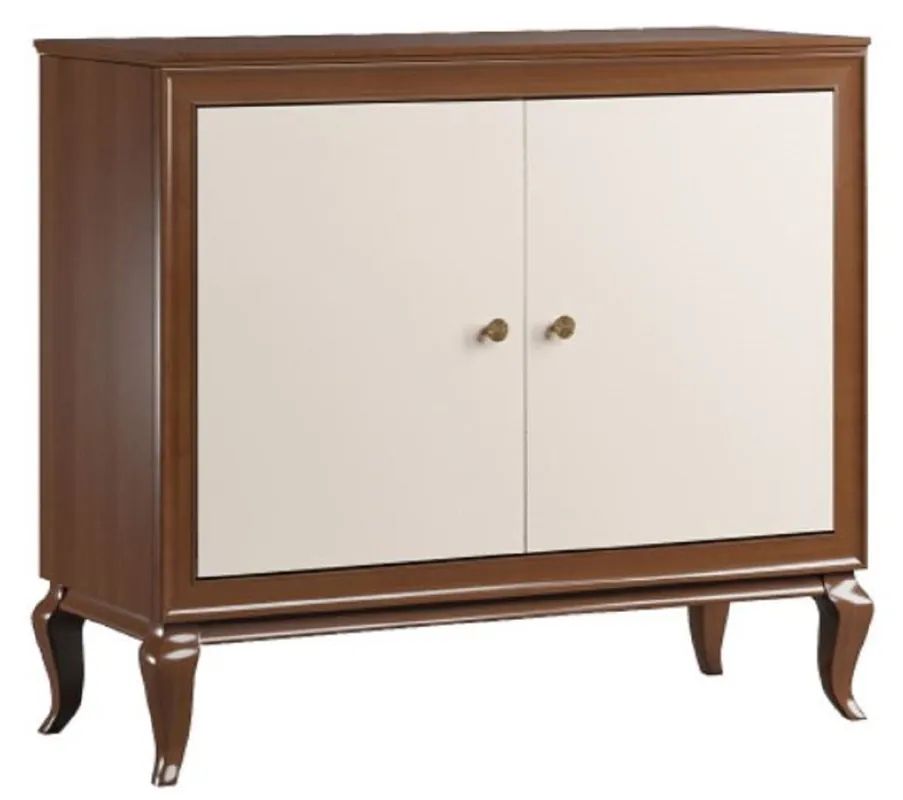 Top-Seller Casa Padrino Luxus Art Deco Sideboard Dunkelbraun / Cremefarben 108,7 x 43,5 x H. 95,5 cm - Massivholz Schrank mit 2 Türen - Art Deco Wohnzimmer Möbel