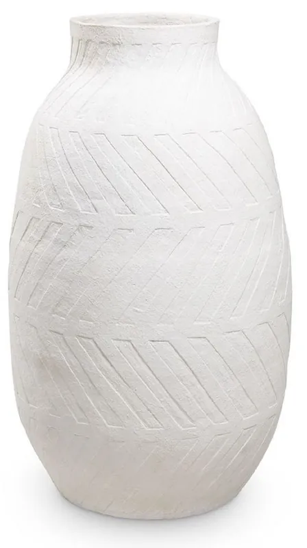 Casa Padrino Luxus Tonvase Weiß Ø 60 x H. 106,5 cm - Handgefertigte Runde Deko Vase - Wohnzimmer Deko - Garten Deko - Deko Accessoires Neue Ware