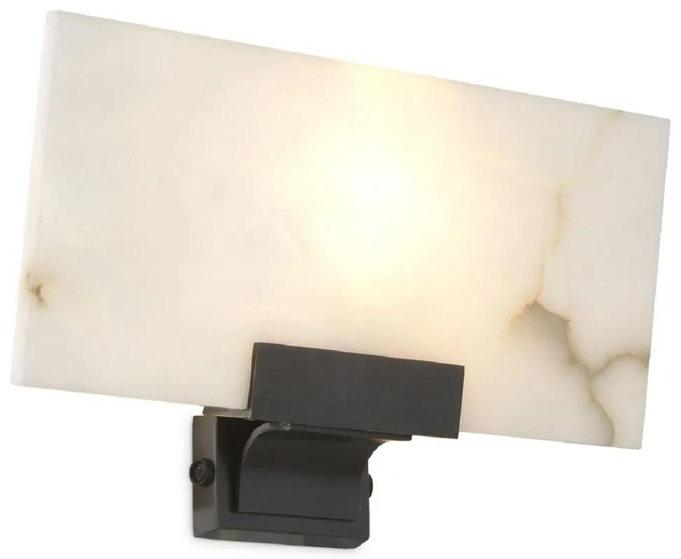 Sichere Zahlung Casa Padrino Luxus Wandleuchte Alabaster / Bronze 30 x 8 x H. 19 cm - Elegante Wandlampe mit Alabaster Lampenschirm - Luxus Kollektion