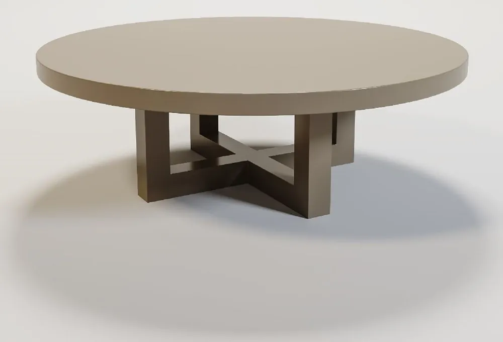 Casa Padrino Luxus Couchtisch Matt Taupe Ø 120 x H. 40 cm - Runder Massivholz Wohnzimmertisch - Luxus Massivholz Wohnzimmer Möbel Sonderangebot