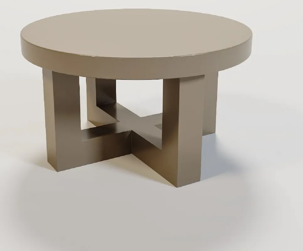 Highlight Casa Padrino Luxus Couchtisch Matt Taupe Ø 60 x H. 34 cm - Runder Massivholz Wohnzimmertisch - Luxus Massivholz Wohnzimmer Möbel
