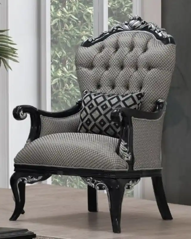 Casa Padrino Luxus Barock Sessel Silber / Schwarz - Wohnzimmer Sessel im Barockstil - Barock Wohnzimmer Möbel - Edel & Prunkvoll Angebot