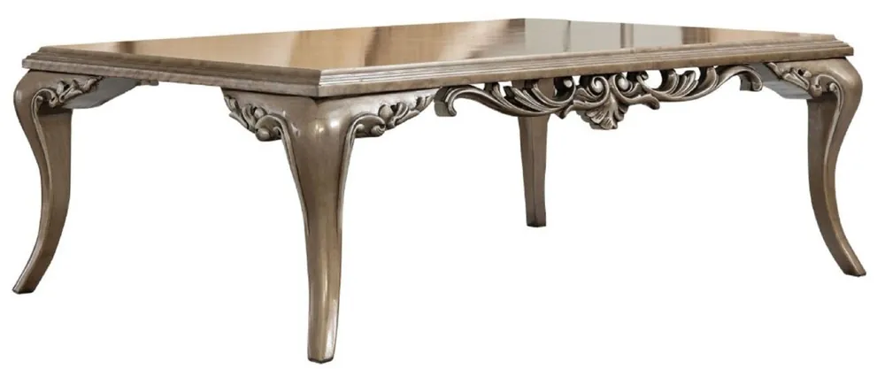 Neu Casa Padrino Luxus Barock Couchtisch Braun / Silber - Prunkvoller Wohnzimmertisch im Barockstil - Handgefertigter Massivholz Tisch - Barock Wohnzimmer Möbel
