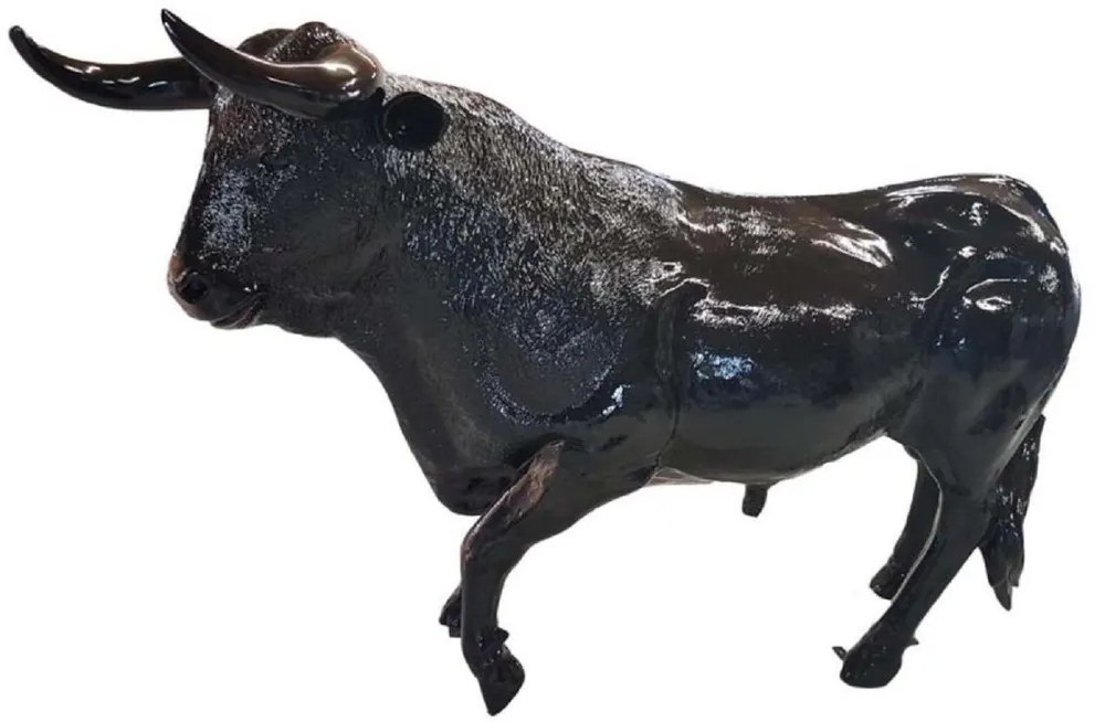 Echt Casa Padrino Designer Deko Skulptur Stier Schwarz 240 x H. 150 cm - Riesige Lebensgroße Wetterbeständige Dekofigur - Garten Deko Accessoires