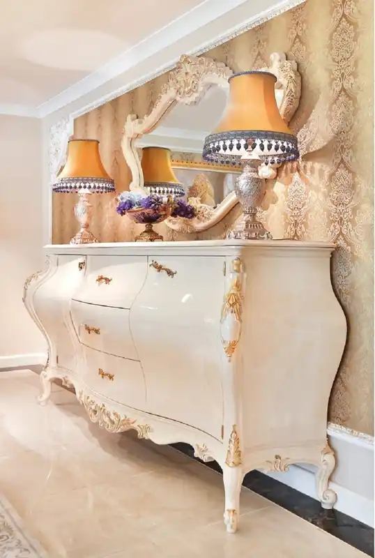 Schnäppchen Casa Padrino Luxus Barock Kommode mit Wandspiegel Creme / Gold - Handgefertigter Massivholz Schrank mit elegantem Spiegel - Prunkvolle Möbel im Barockstil