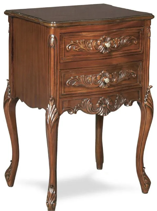 Aktuell Casa Padrino Luxus Barock Beistelltisch Braun - Handgefertigter Massivholz Nachttisch mit 2 Schubladen - Nachtkommode im Barockstil - Barock Möbel