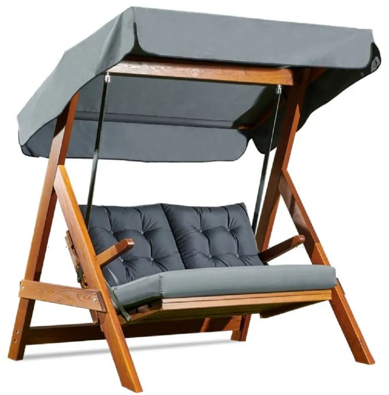 Günstig Casa Padrino Luxus Hollywood Schaukel Anthrazitgrau / Braun - Moderne Wetterfeste Garten Schaukel mit Sonnendach - Terrassen Möbel - Garten Möbel