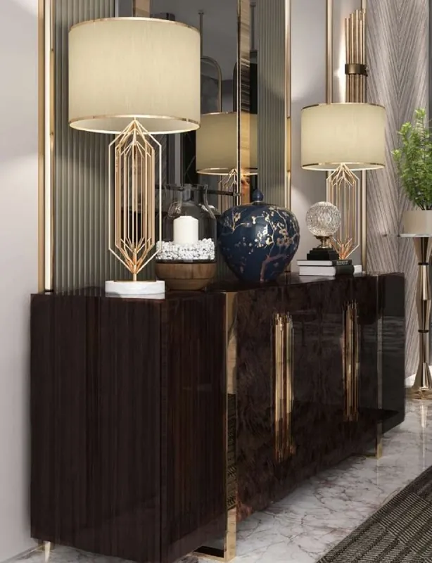 Meistverkauft Casa Padrino Luxus Art Deco Sideboard Dunkelbraun Hochglanz / Gold - Edler Wohnzimmer Schrank mit 6 Türen - Art Deco Möbel