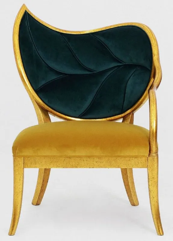 Casa Padrino Luxus Art Deco Sessel Dunkelgrün / Gold / Antik Gold - Handgefertigter Massivholz Lounge Sessel mit edlem Samtstoff - Wohnzimmer Möbel - Art Deco Möbel Expressversand