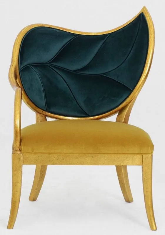 Casa Padrino Luxus Art Deco Sessel Dunkelgrün / Gold / Antik Gold - Handgefertigter Massivholz Lounge Sessel mit edlem Samtstoff - Art Deco Wohnzimmer Möbel Sichere Zahlung