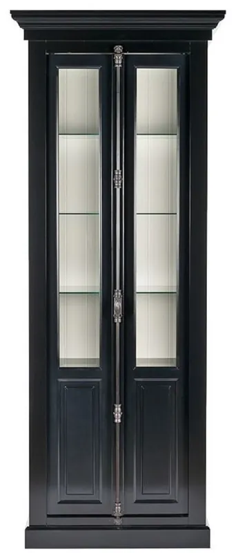 Bestseller Casa Padrino Landhausstil Vitrine Schwarz / Weiß 95 x 45 x H. 242 cm - Vitrinenschrank mit 2 Türen - Massivholz Schrank - Landhausstil Möbel