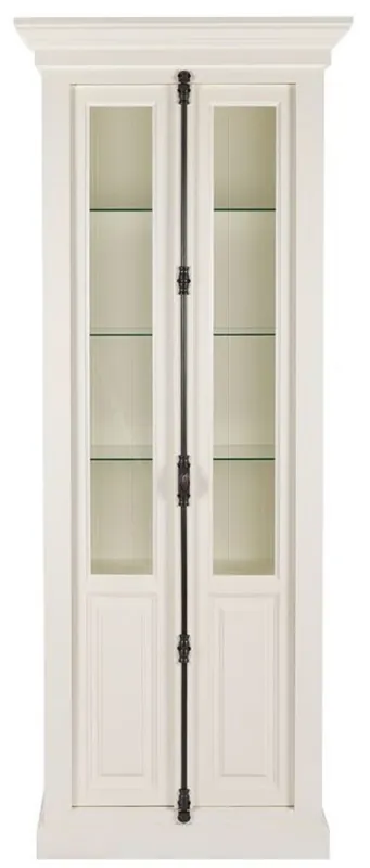 Neue Ware Casa Padrino Landhausstil Vitrine Weiß 95 x 45 x H. 242 cm - Vitrinenschrank mit 2 Türen - Massivholz Schrank - Landhausstil Möbel