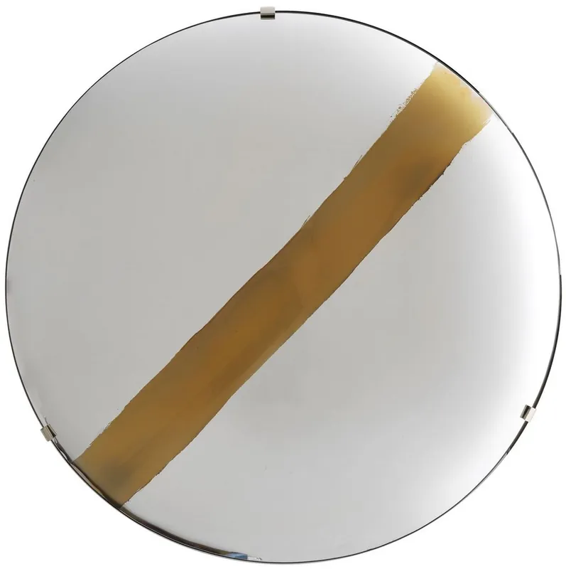 Schneller Versand Casa Padrino Luxus Spiegel mit goldenem Streifen Ø 119 cm - Runder konkaver Wandspiegel mit Wandhalterung - Luxus Kollektion