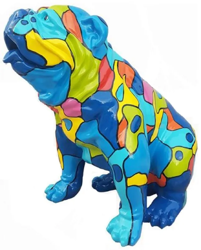 Schneller Versand Casa Padrino Designer Dekofigur Hund Bulldogge Blau / Mehrfarbig 67 x H. 70 cm - Wetterbeständige Garten Terrassen Wohnzimmer Deko Skulptur