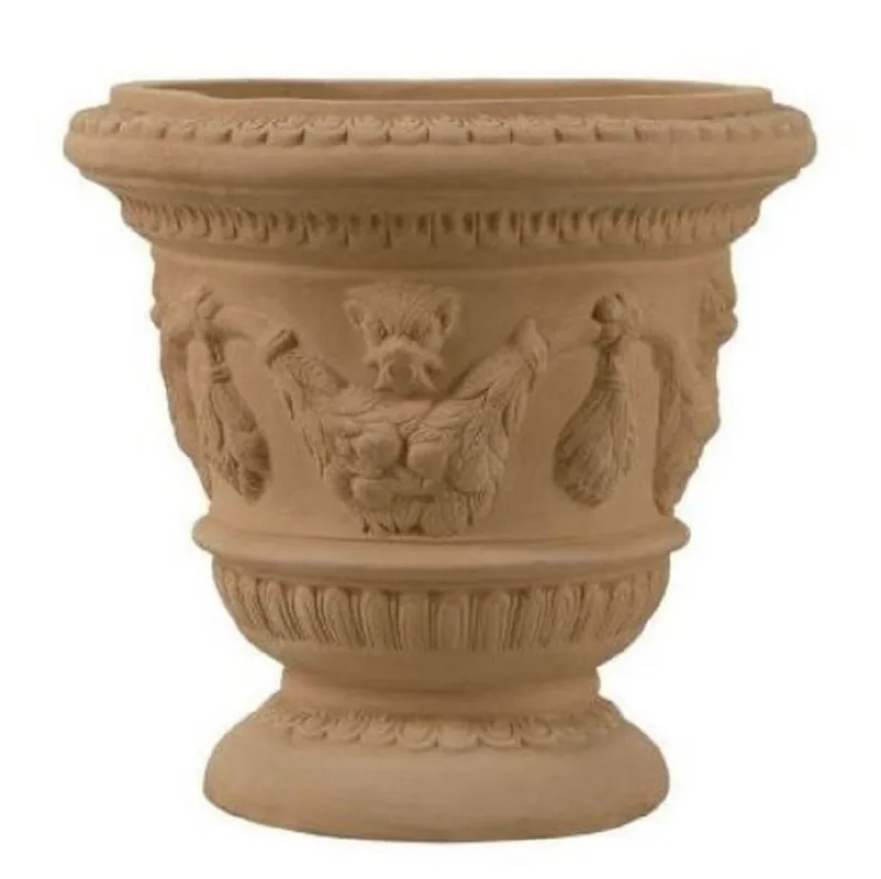 Casa Padrino Barock Blumentopf Terracotta Ø 42 x H. 41 cm - Handgefertigte Keramik Pflanzentopf - Balkon Terrassen Garten Deko im Barockstil Markenware