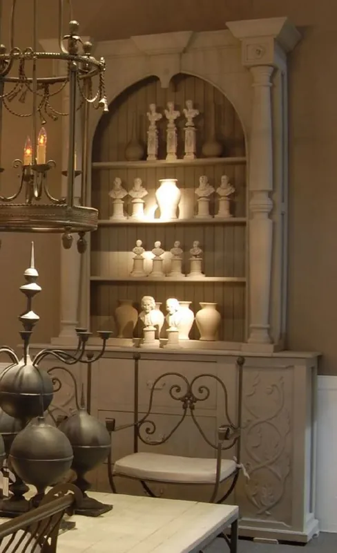 Versand Am Gleichen Tag Casa Padrino Luxus Landhausstil Schrank Hellgrau - Handgefertigter Massivholz Regalschrank - Wohnzimmerschrank - Esszimmerschrank - Landhausstil Möbel