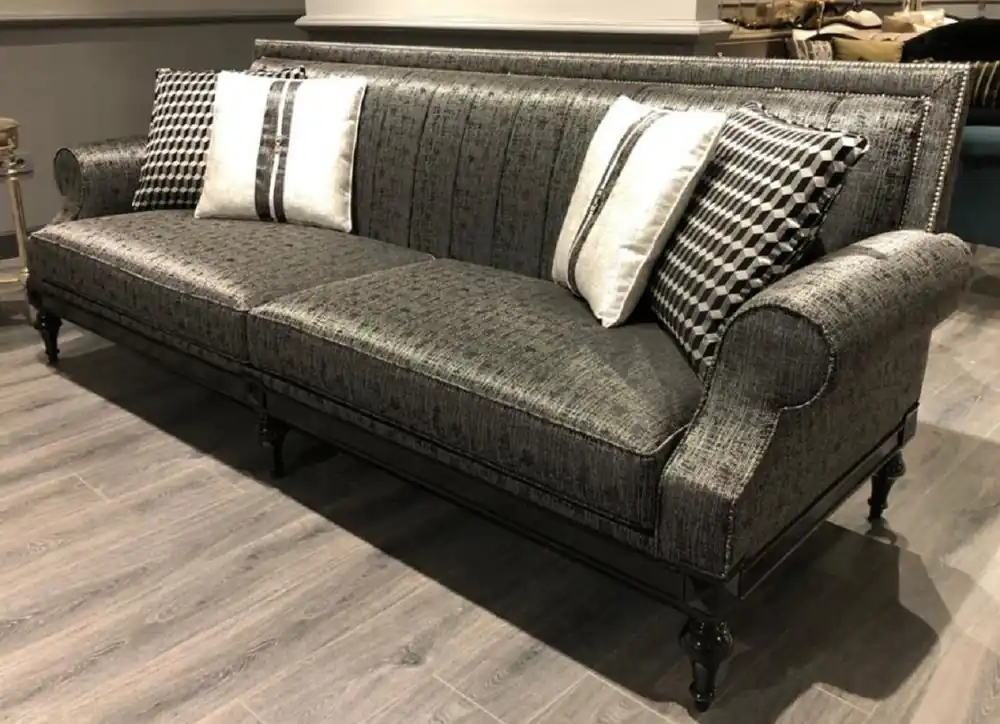 Casa Padrino Luxus Barock Sofa Silber / Schwarz - Edles Wohnzimmer Sofa im Barockstil - Barock Wohnzimmer Möbel Online Kaufen