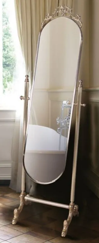 Casa Padrino Luxus Barock Standspiegel Silber / Gold 51 x 41 x H. 165 cm - Edler Messing Spiegel - Badezimmer Spiegel - Schlafzimmer Spiegel - Barock Möbel - Luxus Qualität Mega-Angebot