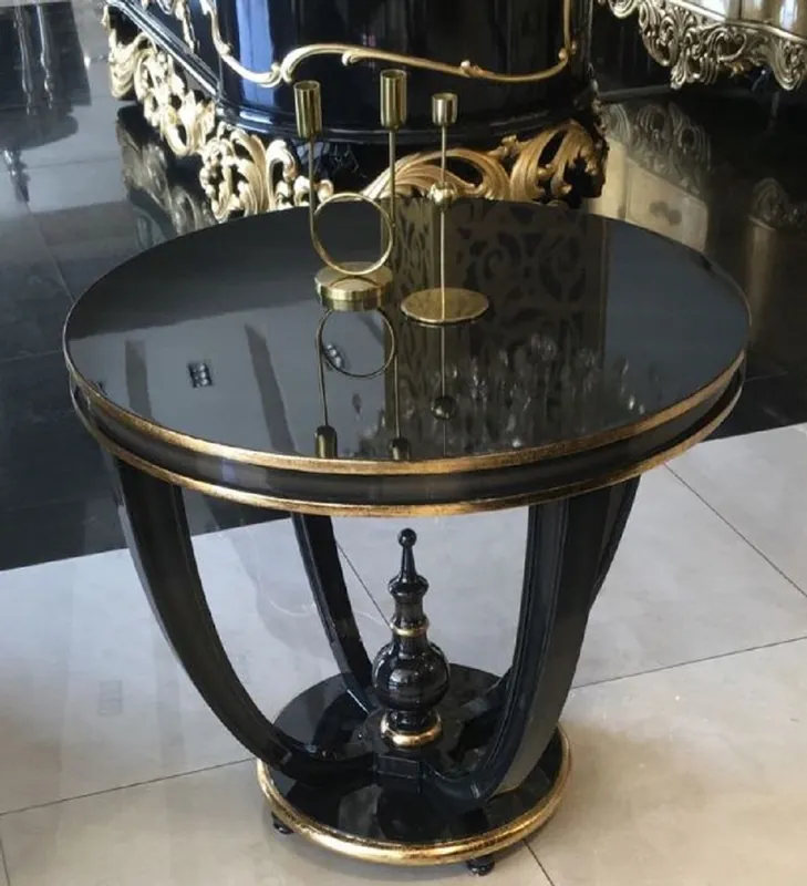 Casa Padrino Luxus Barock Beistelltisch Schwarz / Gold - Handgefertigter Massivholz Tisch - Barock Wohnzimmer Möbel Markenware