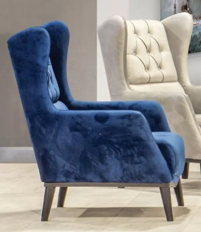 Casa Padrino Chesterfield Ohrensessel Blau / Schwarz 80 x 80 x H. 90 cm - Moderner Wohnzimmer Sessel - Chesterfield Möbel - Wohnzimmer Möbel Billig